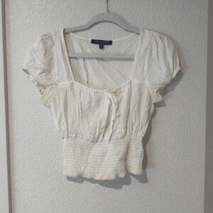 ONE Clothing Ivory Ruched Crop Top